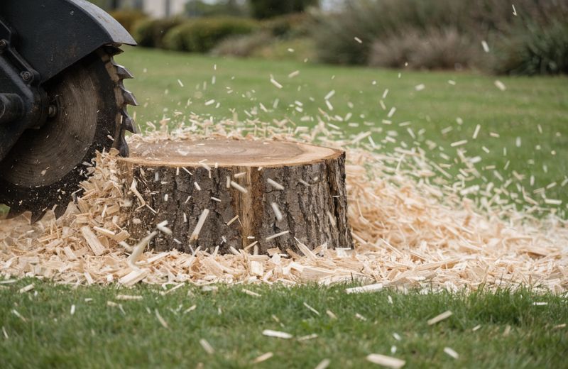 Stump grinding in Pooler, GA leaving a level yard behind